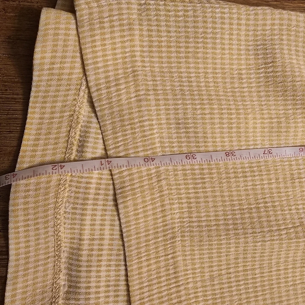 VTG Expo Mixed Print Midi Dress Yellow Gingham Floral Cottagecore Button Front 8